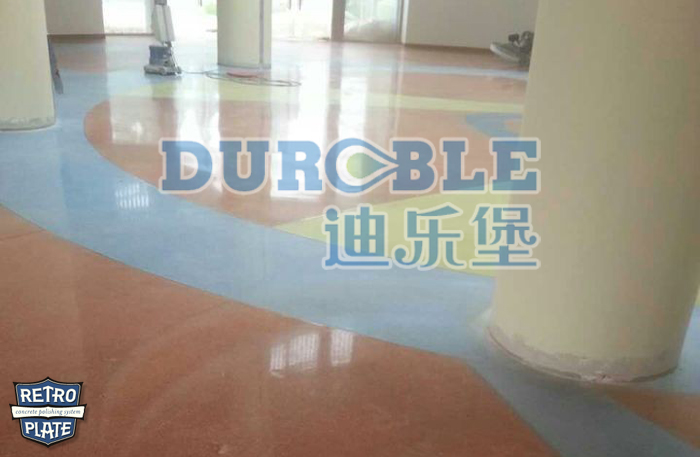 力石伯樂混凝土致密鋼化拋光施工--學校大廳地坪
