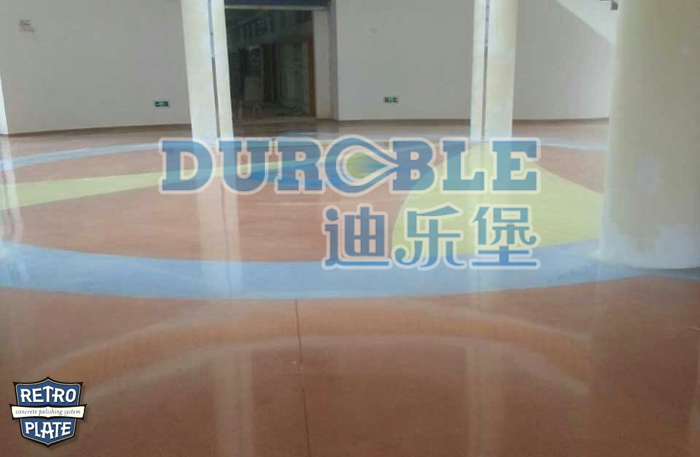 力石伯樂混凝土致密鋼化拋光施工--學校大廳地坪